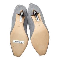 Burberry Grey Canvas And Elastic Fabric Peep Toe Kenzie Ankle Boots Size 39