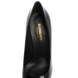 Pre Owned Burberry Black/Brown Leather and Patent Leather Pointed Toe Annalise Pumps Size 37.5