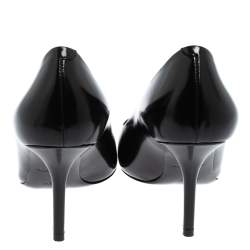 Pre Owned Burberry Black/Brown Leather and Patent Leather Pointed Toe Annalise Pumps Size 37.5