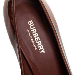 Pre Owned Burberry Brown/Black Patent Leather Brecon Ankle Strap Pumps Size 39