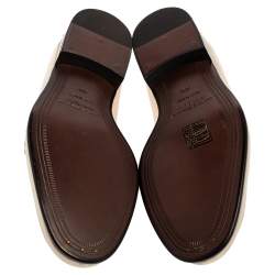 Pre Owned Burberry Light Gold Leather Solway Chain Detail Slip on Loafers Size 38.5