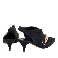 Pre Owned Burberry Black Suede Onwen Slingback Pumps Size 37.5