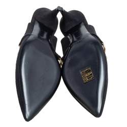 Pre Owned Burberry Black Suede Onwen Slingback Pumps Size 37.5