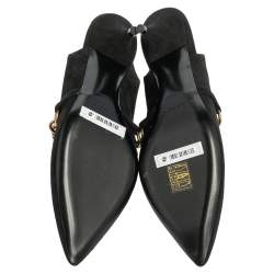 مملوكة مسبقًا Burberry Black Suede Onwen Slingback Pumps Size 37