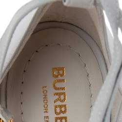 Pre Owned Burberry Pebble Grey Leather Welton Chain Detail T-Strap Ankle-Tie Pumps Size 39