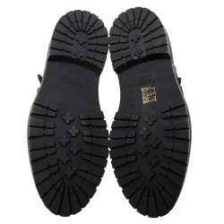 Pre Owned Burberry Black Patent Leather Doherty Multi-Strap Brogue Oxfords Size 39.5