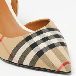 مملوكة مسبقًا صندل بربري قماش دورساي كاروهات أركيف متعدد الألوان فتحة كعب مقاس 36