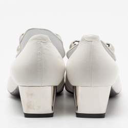 Pre Owned Burberry White Leather Ambridge Embellished Pumps Size 40