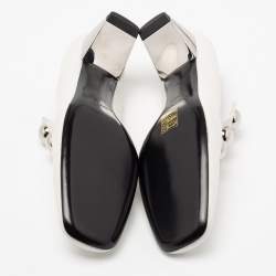 Pre Owned Burberry White Leather Ambridge Embellished Pumps Size 40