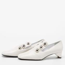Pre Owned Burberry White Leather Ambridge Embellished Pumps Size 40