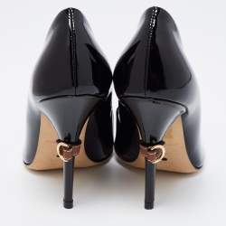 Pre Owned Burberry Black Patent Leather D-ring Square Toe Pumps Size 37.5