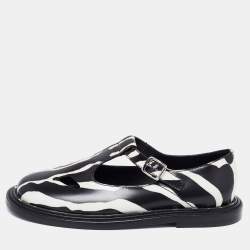 Burberry Black/White Leather Zebra Print T Bar Loafers Size  Burberry |  TLC