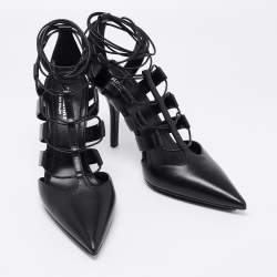 Pre Owned Burberry Black Leather Tie Up Pumps Size 40