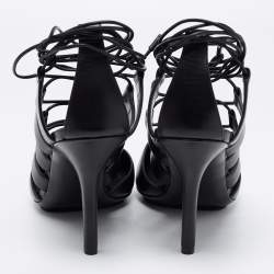 Pre Owned Burberry Black Leather Tie Up Pumps Size 40