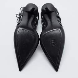 Pre Owned Burberry Black Leather Tie Up Pumps Size 40