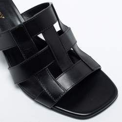 Pre Owned Burberry Black Leather Sandals Size 38