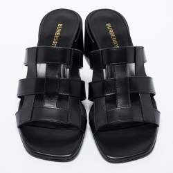 Pre Owned Burberry Black Leather Sandals Size 38