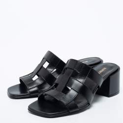 Pre Owned Burberry Black Leather Sandals Size 38