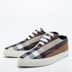 Pre Owned Burberry Brown Canvas House Check Pointed-Toe Sneakers Size 39
