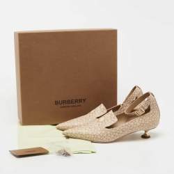 Pre Owned Burberry Beige Stingray Print Leather Brecon Pumps Size 38