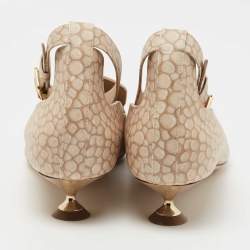 Pre Owned Burberry Beige Stingray Print Leather Brecon Pumps Size 38