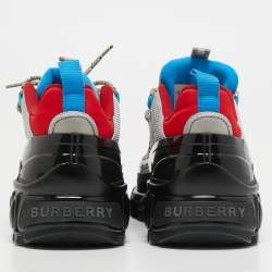 Pre Owned Burberry Black/Grey Fabric And Suede Arthur Sneakers Size 37