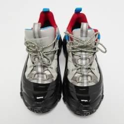 Pre Owned Burberry Black/Grey Fabric And Suede Arthur Sneakers Size 37