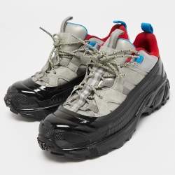 Pre Owned Burberry Black/Grey Fabric And Suede Arthur Sneakers Size 37