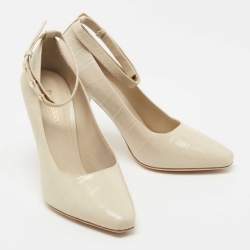 Pre Owned Burberry Croc Embossed Leather Wiltkin Pumps Size 39