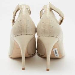 Pre Owned Burberry Croc Embossed Leather Wiltkin Pumps Size 39