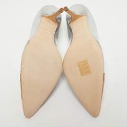 Pre Owned Burberry Silver/Brown Leather Annalise Pumps Size 39.5