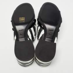 Pre Owned Burberry Black/White Leather Castlebar Mules Size 37.5