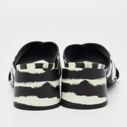 Pre Owned Burberry Black/White Leather Castlebar Mules Size 37.5