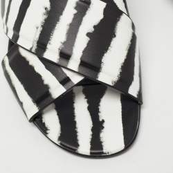 Pre Owned Burberry Black/White Leather Castlebar Mules Size 37.5