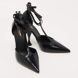 Pre Owned  Burberry Black Snakeskin Pointed Toe Wellton Pumps Size 39.5
