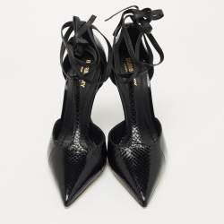 Pre Owned  Burberry Black Snakeskin Pointed Toe Wellton Pumps Size 39.5