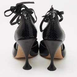 Pre Owned  Burberry Black Snakeskin Pointed Toe Wellton Pumps Size 39.5