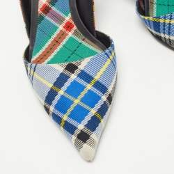 Pre Owned Burberry Multicolor Canvas Annice Tartan Slingback Pumps Size 40
