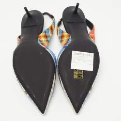 Pre Owned Burberry Multicolor Canvas Annice Tartan Slingback Pumps Size 40