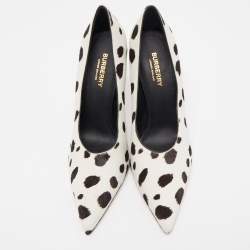 Pre Owned Burberry White/Black Calf Hair Ava Pumps Size 37.5