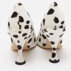 Pre Owned Burberry White/Black Calf Hair Ava Pumps Size 37.5