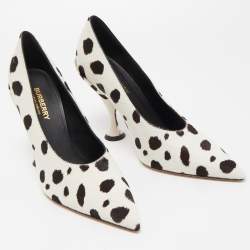 Pre Owned Burberry White/Black Calf Hair Ava Pumps Size 37.5