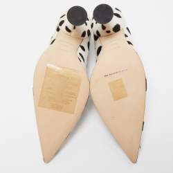 Pre Owned Burberry White/Black Calf Hair Ava Pumps Size 37.5