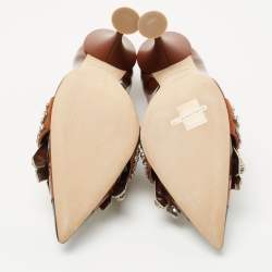 Pre Owned Burberry Brown Patent Leather Embellished Pumps Size 39