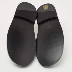 Pre Owned Burberry Black/White Leather Zebra Print T Bar Loafers Size 37