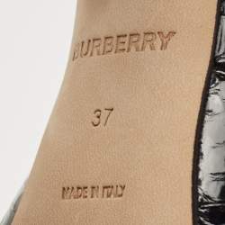 Pre Owned Burberry Black Python Embossed Leather Welton Pointed Toe  T Ankle Strap Pumps Size 37