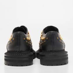 Pre Owned Burberry Black Leather Deardown Studded Platform Oxfords Size 40