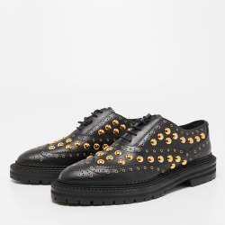 Pre Owned Burberry Black Leather Deardown Studded Platform Oxfords Size 40