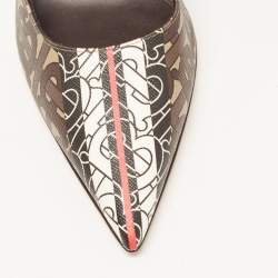  Burberry Multicolor TB Monogram Leather Pointed Pumps Size 37.5