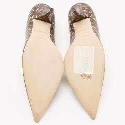  Burberry Multicolor TB Monogram Leather Pointed Pumps Size 37.5